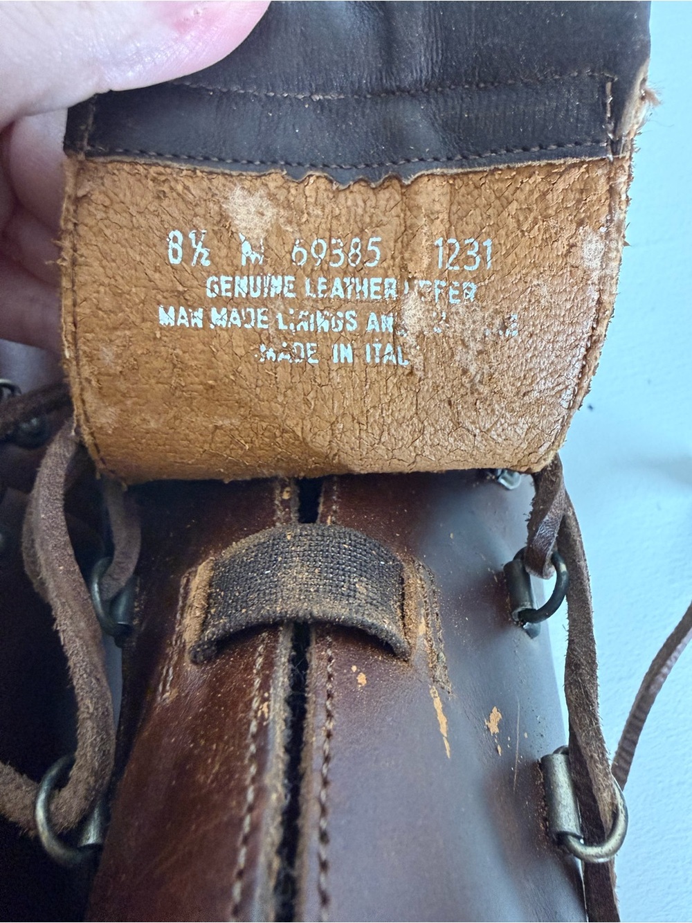 Vintage Timberland Brown Leather Hiking Boots Made in Italy Women’s 8.5 - Picture 11 of 13